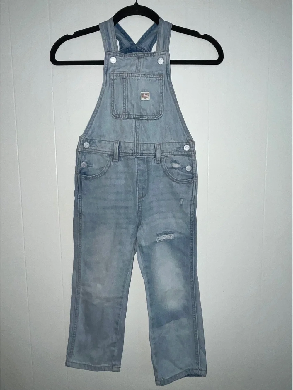 Old Navy Workwear Light Wash Denim Overalls Kids XS (5)